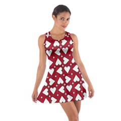 Graphic Heart Pattern Red White Cotton Racerback Dress by Pakrebo