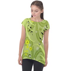 Seamless Pattern Green Garden Cap Sleeve High Low Top by Pakrebo