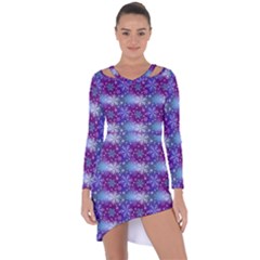 Snow White Blue Purple Tulip Asymmetric Cut-out Shift Dress by Pakrebo