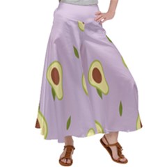 Avocado Green With Pastel Violet Background2 Avocado Pastel Light Violet Satin Palazzo Pants by genx