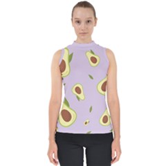 Avocado Green With Pastel Violet Background2 Avocado Pastel Light Violet Mock Neck Shell Top by genx