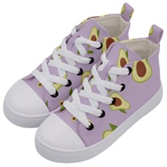 Avocado Green With Pastel Violet Background2 Avocado Pastel Light Violet Kids  Mid-top Canvas Sneakers by genx