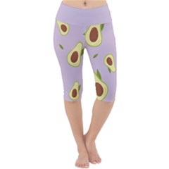 Avocado Green With Pastel Violet Background2 Avocado Pastel Light Violet Lightweight Velour Cropped Yoga Leggings by genx