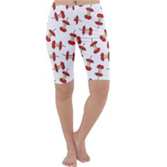 Red Apple Core Funny Retro Pattern Half On White Background Cropped Leggings  by genx