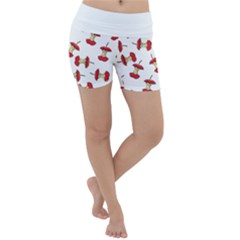 Red Apple Core Funny Retro Pattern Half On White Background Lightweight Velour Yoga Shorts by genx