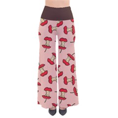 Red Apple Core Funny Retro Pattern Half Eaten On Pastel Orange Background So Vintage Palazzo Pants by genx