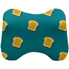 Toast With Cheese Funny Retro Pattern Turquoise Green Background Head Support Cushion by genx