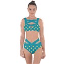 Toast With Cheese Funny Retro Pattern Turquoise Green Background Bandaged Up Bikini Set  View1