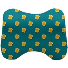 Toast With Cheese Funny Retro Pattern Turquoise Green Background Head Support Cushion by genx