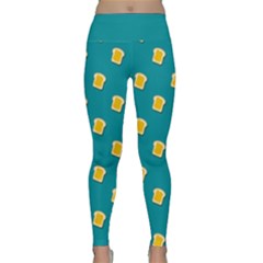 Toast With Cheese Funny Retro Pattern Turquoise Green Background Lightweight Velour Classic Yoga Leggings by genx