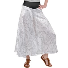 Organic Olive Leaves Pattern Hand Drawn Black And White Satin Palazzo Pants by genx