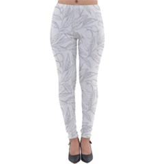 Organic Olive Leaves Pattern Hand Drawn Black And White Lightweight Velour Leggings by genx