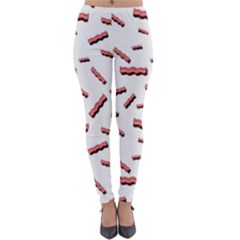 Funny Bacon Slices Pattern Infidel Red Meat Lightweight Velour Leggings by genx