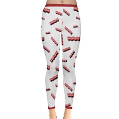 Funny Bacon Slices Pattern Infidel Red Meat Inside Out Leggings by genx