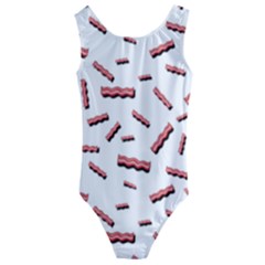 Funny Bacon Slices Pattern Infidel Red Meat Kids  Cut-out Back One Piece Swimsuit by genx