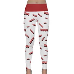 Funny Bacon Slices Pattern Infidel Red Meat Lightweight Velour Classic Yoga Leggings by genx