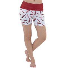 Funny Bacon Slices Pattern Infidel Red Meat Lightweight Velour Yoga Shorts by genx