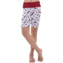 Funny Bacon Slices Pattern infidel red meat Kids  Lightweight Velour Cropped Yoga Leggings View1