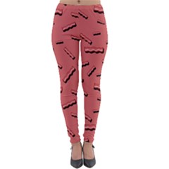 Funny Bacon Slices Pattern Infidel Vintage Red Meat Background  Lightweight Velour Leggings by genx