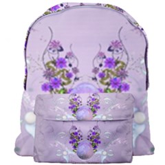 Happy Easter, Easter Egg With Flowers In Soft Violet Colors Giant Full Print Backpack by FantasyWorld7