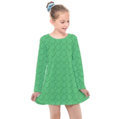 Clover Quatrefoil Pattern Kids  Long Sleeve Dress by emilyzragz