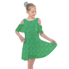 Clover Quatrefoil Pattern Kids  Shoulder Cutout Chiffon Dress by emilyzragz