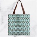 Easter Damask Pattern Robins Egg Blue and Brown Zipper Grocery Tote Bag View1