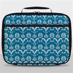 Easter Damask Pattern Deep Teal Blue And White Full Print Lunch Bag by emilyzragz