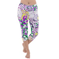 Sketchlines01 Lightweight Velour Capri Yoga Leggings by PurpleDuckyDesigns