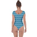 Easter Damask Pattern Deep Teal Blue and White Short Sleeve Leotard  View2