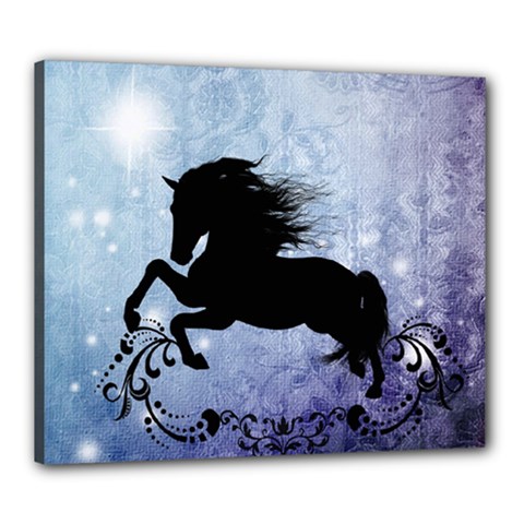 Wonderful Black Horse Silhouette On Vintage Background Canvas 24  X 20  (stretched) by FantasyWorld7