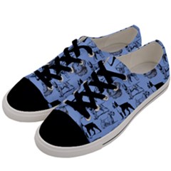 Dog Pattern Blue Men s Low Top Canvas Sneakers by snowwhitegirl