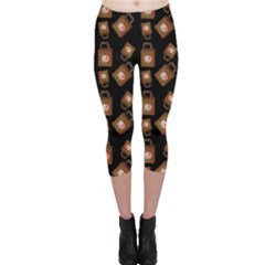 Shopping Bag Pattern Black Capri Leggings  by snowwhitegirl