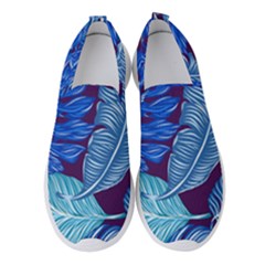 Tropical Blue Leaves Women s Slip On Sneakers by snowwhitegirl