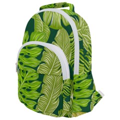 Tropical Green Leaves Rounded Multi Pocket Backpack by snowwhitegirl