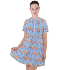 Cotton Candy Pattern Blue Short Sleeve Shoulder Cut Out Dress  by snowwhitegirl