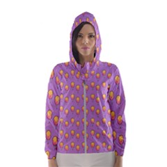 Cotton Candy Pattern Violet Women s Hooded Windbreaker by snowwhitegirl