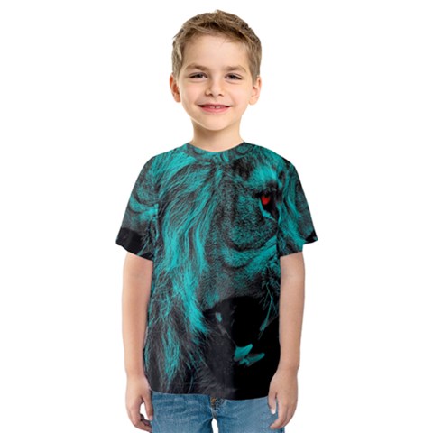 Angry Male Lion Predator Carnivore Kids  Sport Mesh Tee by Sudhe