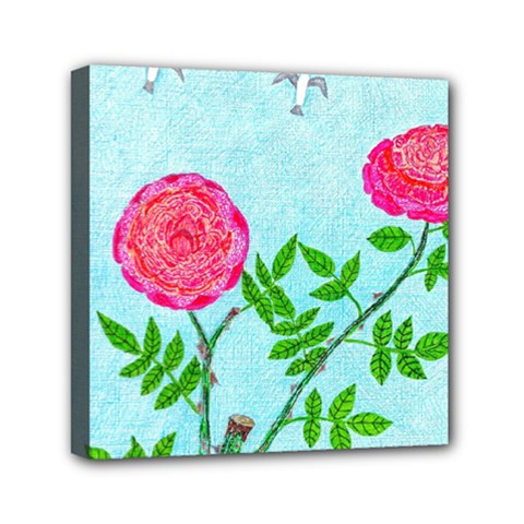 Roses And Seagulls Mini Canvas 6  X 6  (stretched) by okhismakingart