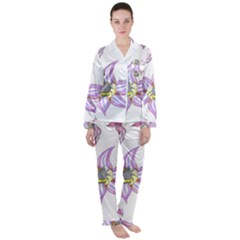 Flower And Insects Satin Long Sleeve Pyjamas Set by okhismakingart