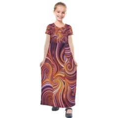 Electric Field Art Liv Kids  Short Sleeve Maxi Dress by okhismakingart