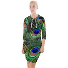 Peacock Feathers Quarter Sleeve Hood Bodycon Dress by snowwhitegirl