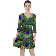 Peacock Feathers Ruffle Dress by snowwhitegirl