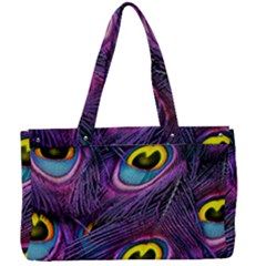 Peacock Feathers Purple Canvas Work Bag