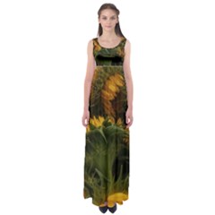 Bunch Of Sunflowers Empire Waist Maxi Dress by okhismakingart