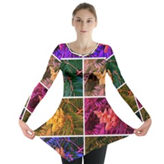 Sideways Sumac Collage Long Sleeve Tunic  by okhismakingart