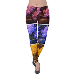 Primary Color Queen Anne s Lace Velvet Leggings by okhismakingart