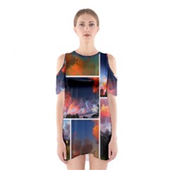 Sunset Collage Shoulder Cutout One Piece Dress by okhismakingart