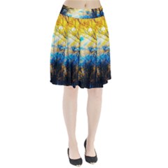 Yellow And Blue Forest Pleated Skirt by okhismakingart