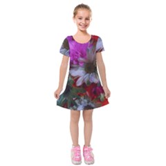 Grainy Green Flower (with Blue Tint) Kids  Short Sleeve Velvet Dress by okhismakingart